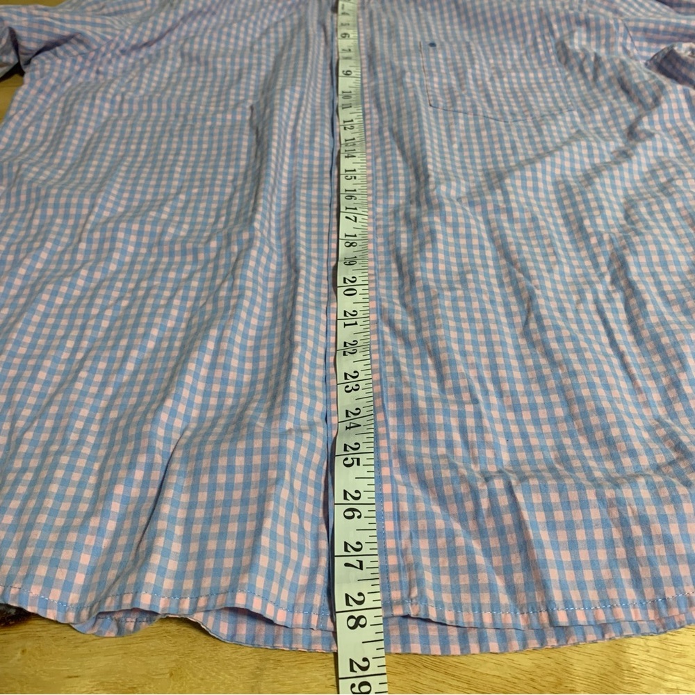 IZOD Dress Shirt Mens XL Pink Blue Plaid Cotton Long Sleeve Collared Button Down - Picture 6 of 7